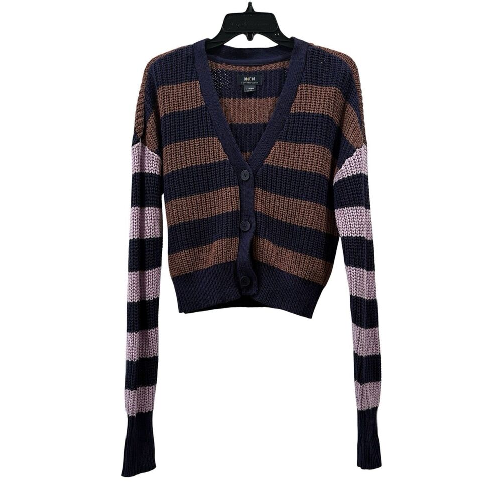Maeve Anthropologie Navy Striped Cardigan Sweater Size XS